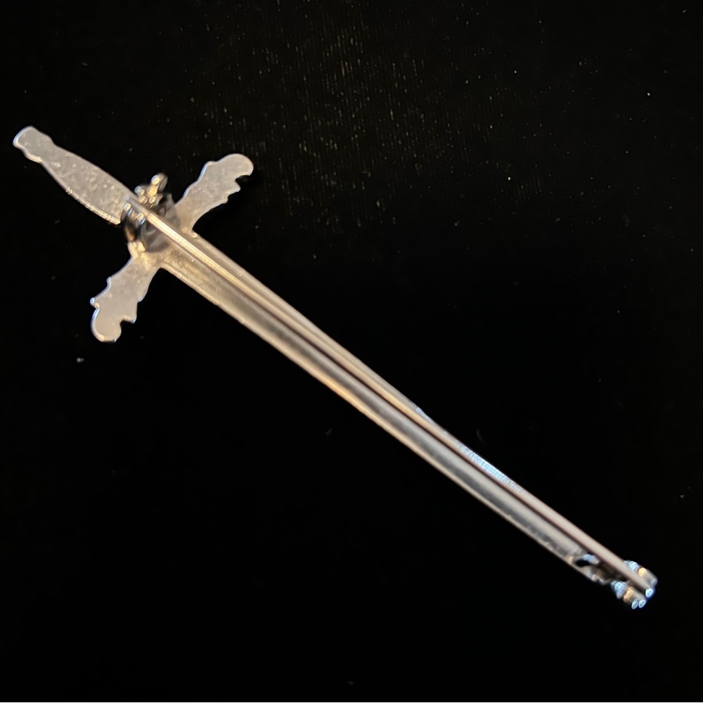 Sword Shaped Kilt Pin men’s Kilt Accessory Claymore 4” Sturdy Silver Tone - Picture 2 of 7